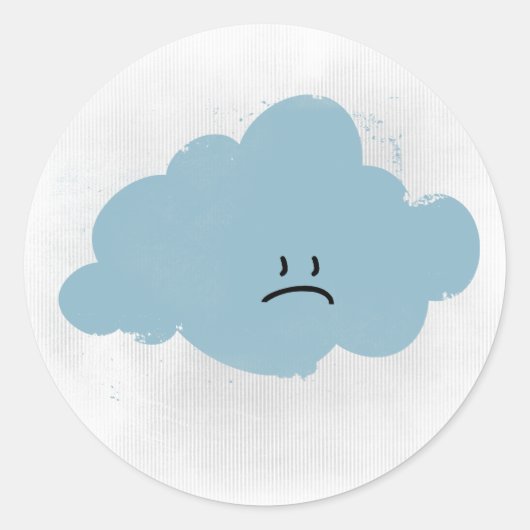 Sad Rain Cloud Ronde Sticker (Voorkant)