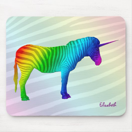 Sad Rainbow Zebra Unicorn Mousepad Muismat (Voorkant)
