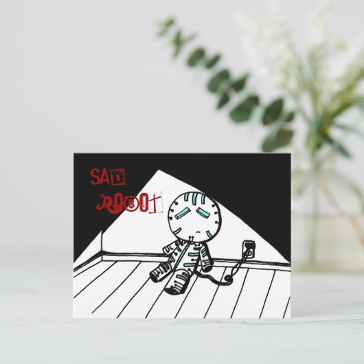 Sad Robot Briefkaart (Staand voorkant)