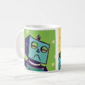 Sad Robot/Happy Robot Coffee Mok (Voorkant links)