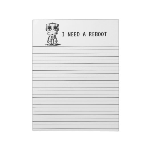 Sad Robot – Ik heb een reboot nodig Notitieblok (Linkerzijde)