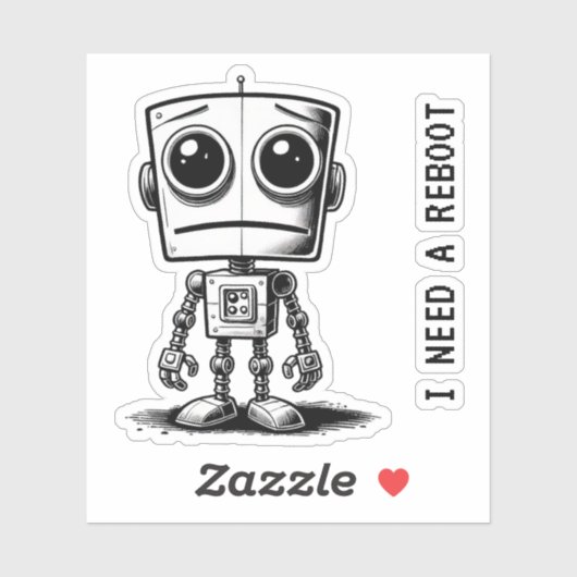 Sad Robot – Ik heb een reboot nodig Sticker (Vel)