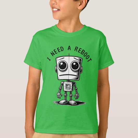 Sad Robot – Ik heb een reboot nodig T-shirt (Voorkant)