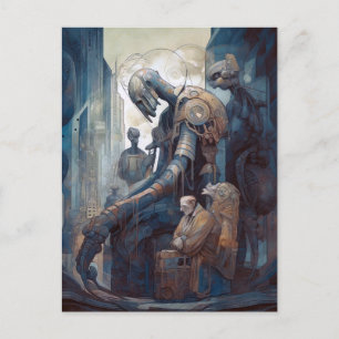 Sad Robot Science Fiction Art Briefkaart