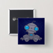 Sad Robot Vierkante Button 5,1 Cm (Voorkant /achterkant)