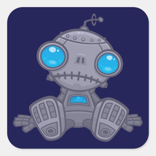 Sad Robot Vierkante Sticker (Voorkant)