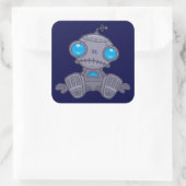 Sad Robot Vierkante Sticker (Tas)