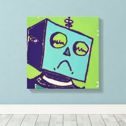 Sad Robot Wrapped Canvas Afdruk (Insitu (Houten vloer))