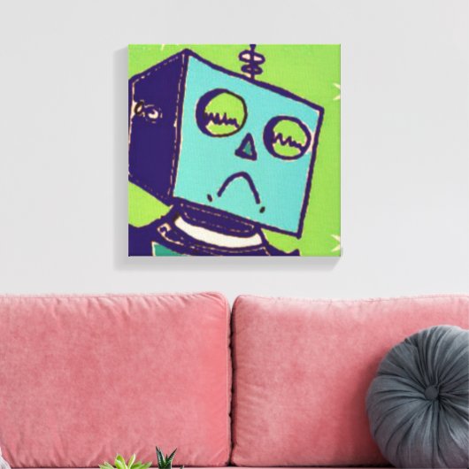 Sad Robot Wrapped Canvas Afdruk (Insitu (Woonkamer))