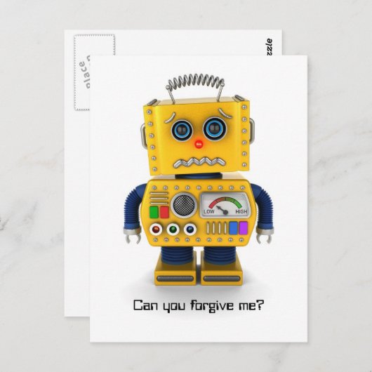 Sad speelgoed robot briefkaart (Voorkant / Achterkant)