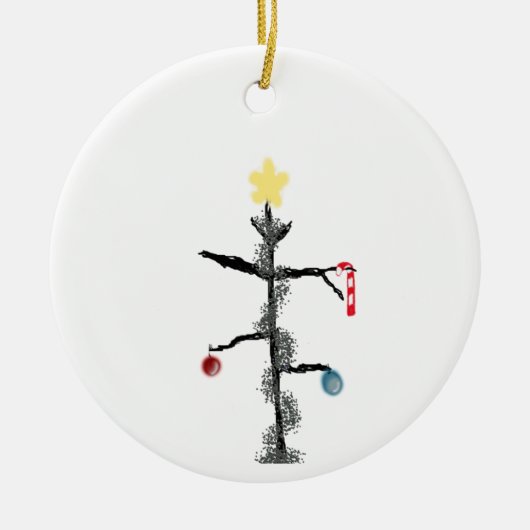 Sad Spindly kerstboomversiering Keramisch Ornament (Voorkant)
