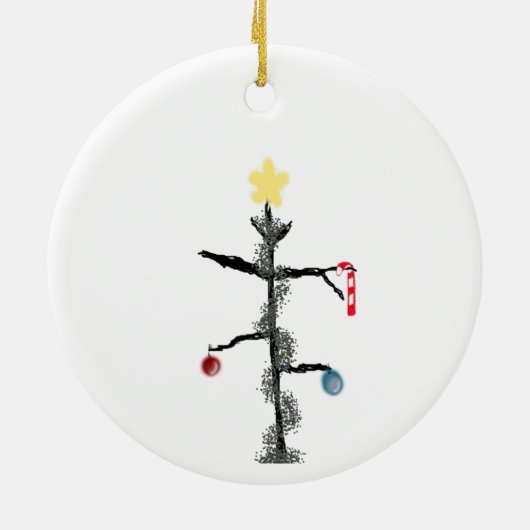 Sad Spindly kerstboomversiering Keramisch Ornament (Achterkant)