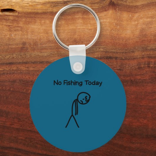 Sad Stick Man Figure Fisherman No Fishing Today Fa Sleutelhanger (Voorkant)