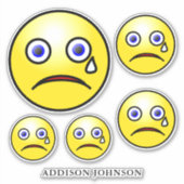 Sad Tear Emoji Yellow Faces Collectie Naam toevoeg Sticker (Voorkant)