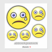 Sad Tear Emoji Yellow Faces Collectie Naam toevoeg Sticker (Vel)