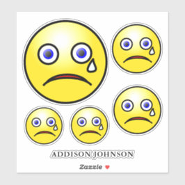 Sad Tear Emoji Yellow Faces Collectie Naam toevoeg Sticker