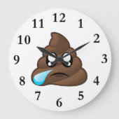 Sad Tear Poop Emoji Grote Klok (Voorkant)