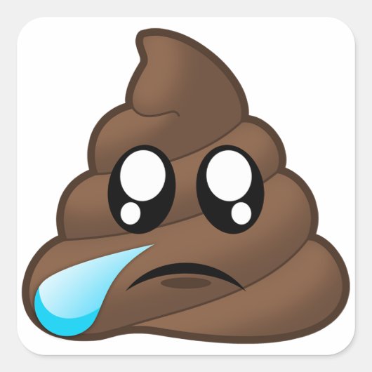 Sad Tear Poop Emoji Vierkante Sticker (Voorkant)