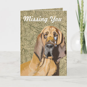Sad Tearful Bloodhound "Missing You" Kaart