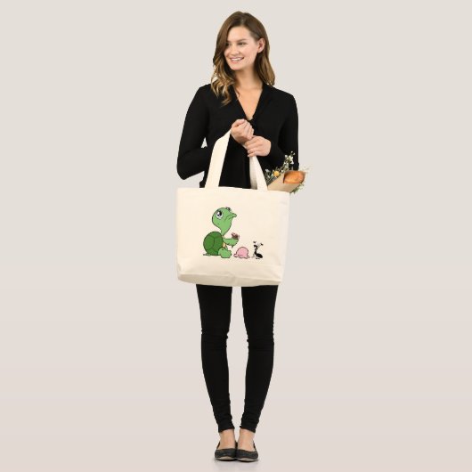 Sad Turtle Happy Ant Grote Tote Bag (Voorkant (model))