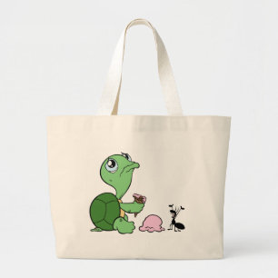 Sad Turtle Happy Ant Grote Tote Bag