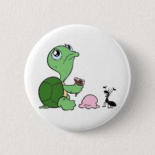 Sad Turtle Happy Ant Ronde Button 5,7 Cm