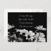 Sad Vermist Je gebroken liefdesgedicht Briefkaart (Voorkant / Achterkant)