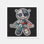 Sad VOODOO Doll Beer UNLUCKY in LOVE Servet (Voorkant)