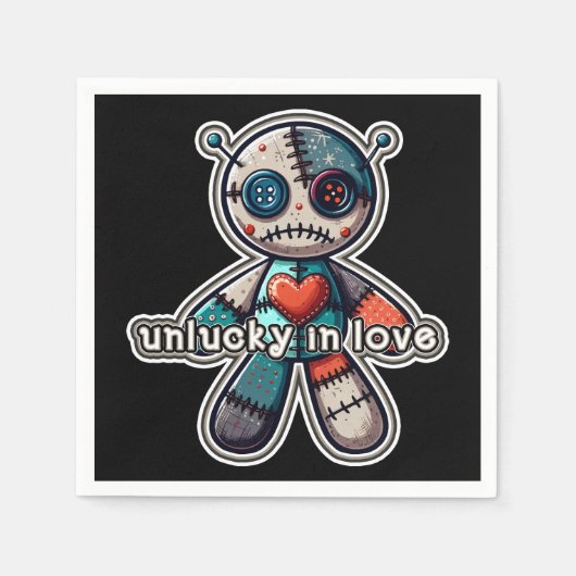 Sad VOODOO Doll Beer UNLUCKY in LOVE Servet (Voorkant)