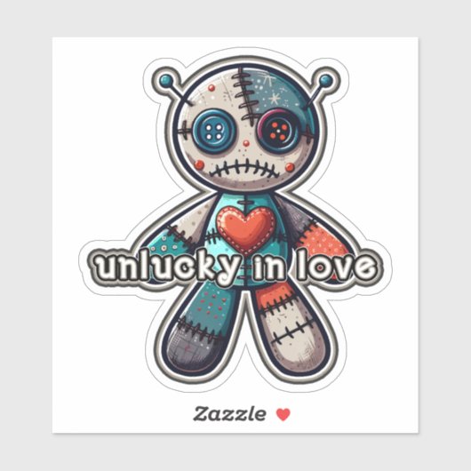 Sad VOODOO Doll Beer UNLUCKY in LOVE Sticker (Vel)