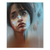 Sad Vrouw Abstract AI Gegenereerde Kunst Foto Afdruk (Voorkant)