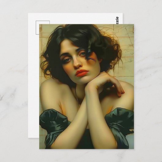 Sad Vrouw met haar handen op haar gezicht Mixed Me Briefkaart (Voorkant / Achterkant)