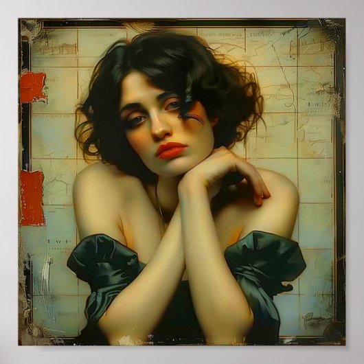 Sad Vrouw met haar handen op haar gezicht Mixed Me Poster (Voorkant)