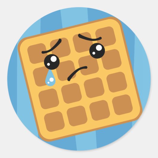 Sad Waffle Ronde Sticker (Voorkant)
