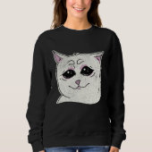 Sad White Cat Meme  Sarcastic Kitty Animal  Retro Trui (Voorkant)