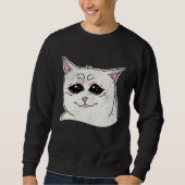 Sad White Cat Meme  Sarcastic Kitty Animal  Retro Trui (Voorkant)