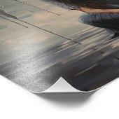 Sad woman sitting on the floor foto afdruk (Hoek)