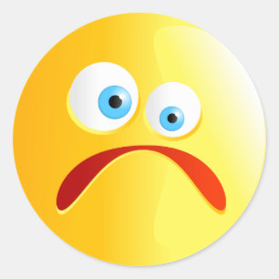 Sad Yellow Smilie Ronde Sticker