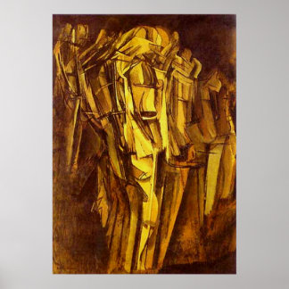 Sad Young Man in een trein Poster