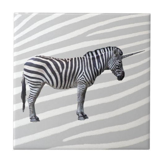 Sad Zebra Unicorn Tile Tegeltje (Voorkant)