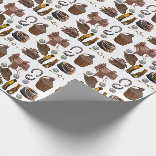 Saddle Boots HORSE SHOES cowboy clipART Cadeaupapier (Hoek)