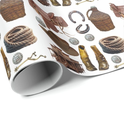 Saddle Boots HORSE SHOES cowboy clipART Cadeaupapier (Rol Hoek)