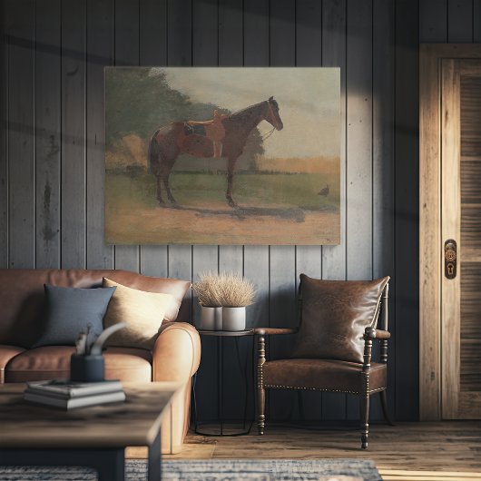 "Saddle Horse in Boerderij Yard" van Winslow Homer Canvas Afdruk