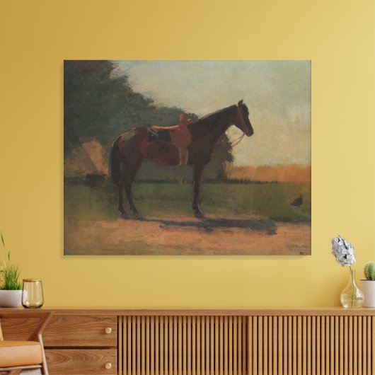 "Saddle Horse in Boerderij Yard" van Winslow Homer Canvas Afdruk (Insitu (Woonkamer))