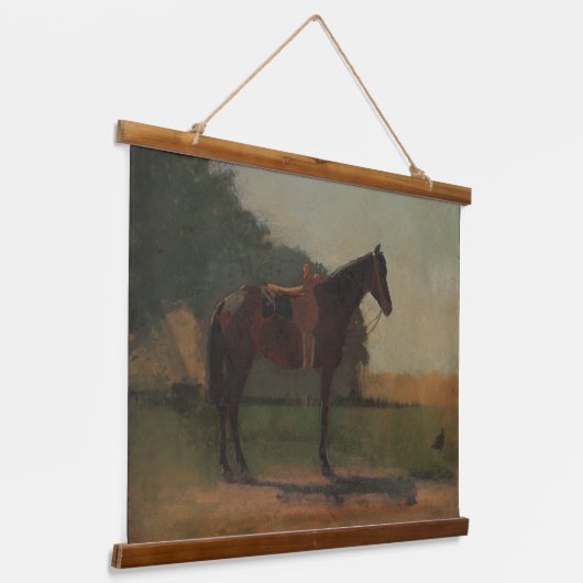 "Saddle Horse in Boerderij Yard" van Winslow Homer Hangend Wandkleed (Gebogen)