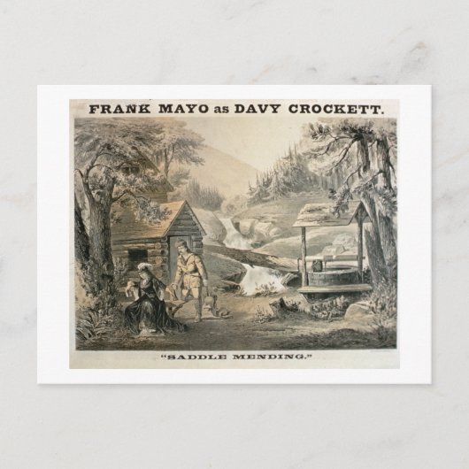 "Saddle Mending", Poster voor "Davy Crockett"-star Briefkaart (Voorkant)