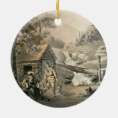 "Saddle Mending", Poster voor "Davy Crockett"-star Keramisch Ornament (Achterkant)