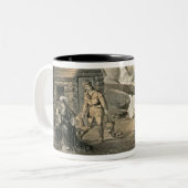 "Saddle Mending", Poster voor "Davy Crockett"-star Tweekleurige Koffiemok (Voorkant links)