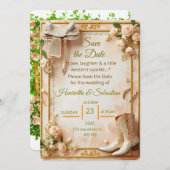 Saddle & Sparkle – Westerne bruiloft Bewaar de dat (Voorkant / Achterkant)