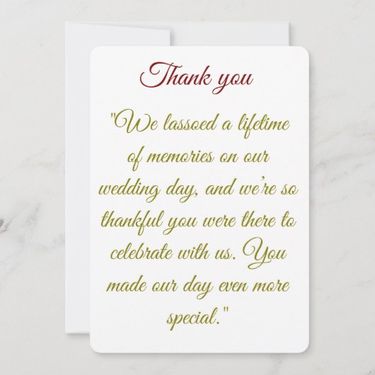 Saddle & Sparkle – Westerne bruiloft Dank u Kaart (Achterkant)